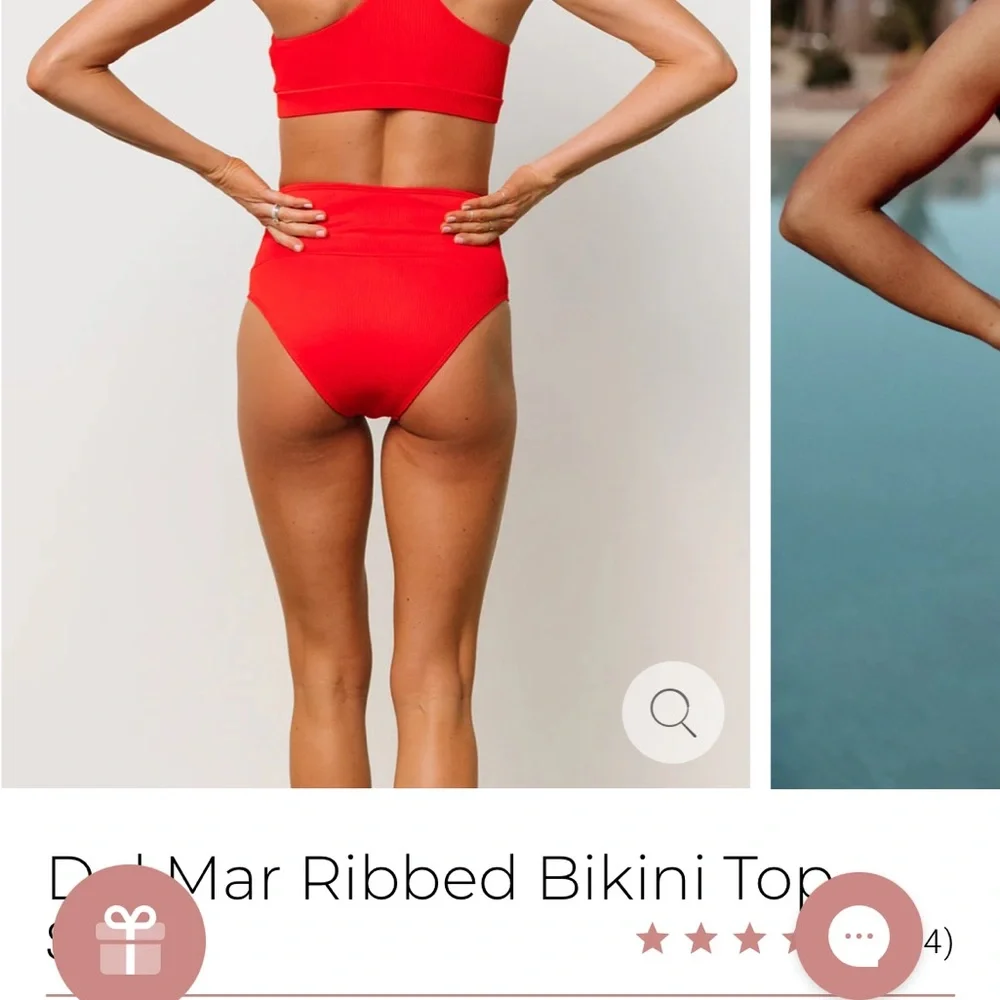 Baltic Born Del Mar Red Ribbed Bikini Bottom - Picture 2 of 5